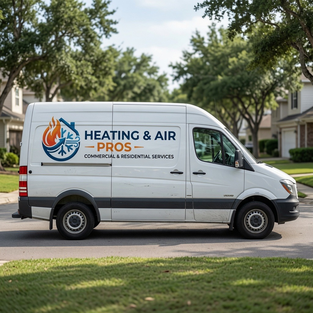 Local heating and air service van serving Englewood